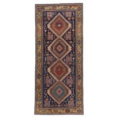 Antique Circa 1890 Blue Caucasian Shirvan Hand Knotted Rug