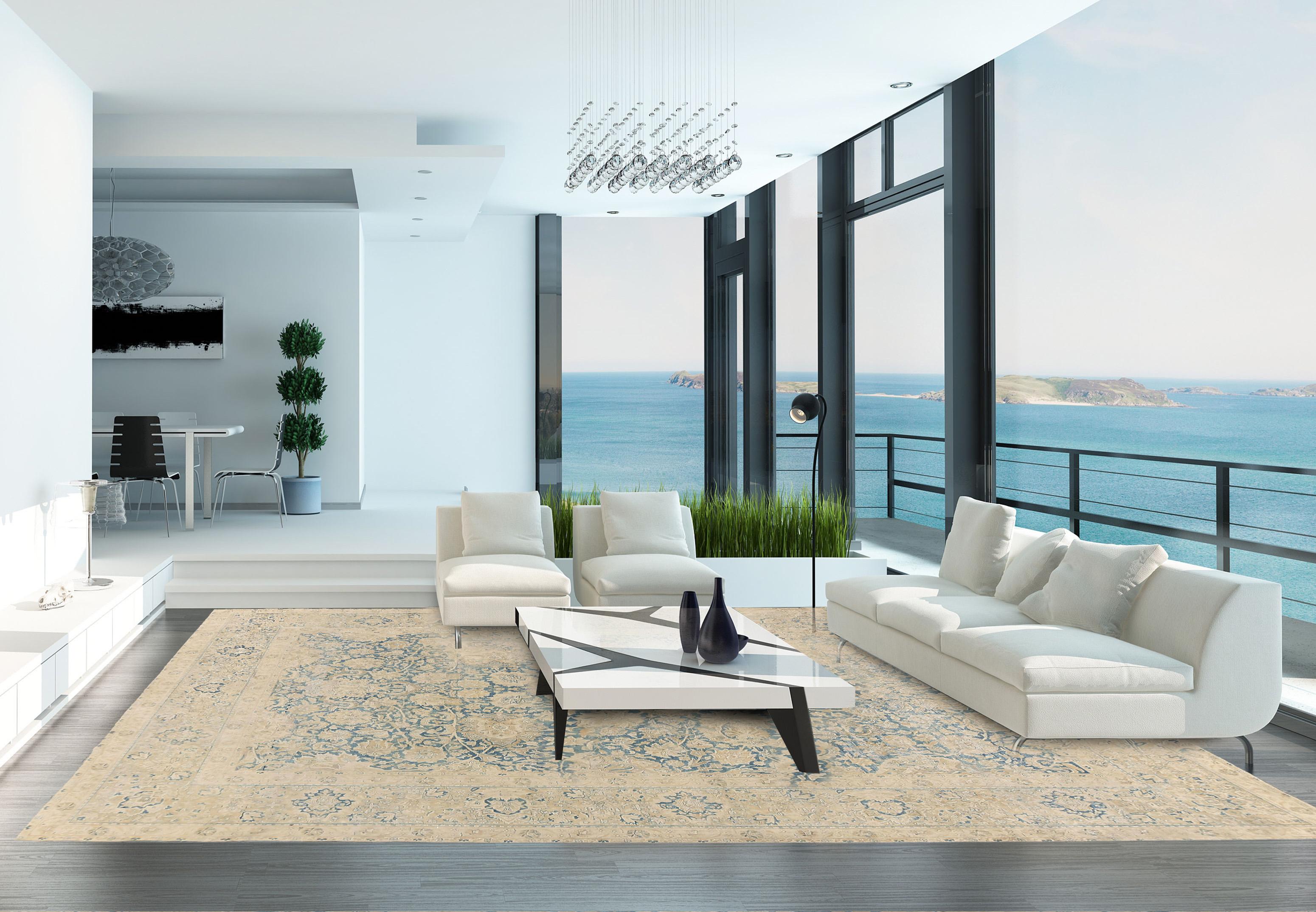 Antique Circa 1890 Blue Lightly Distressed Persian Kirman Rug, 9'10 x 13' en vente 6