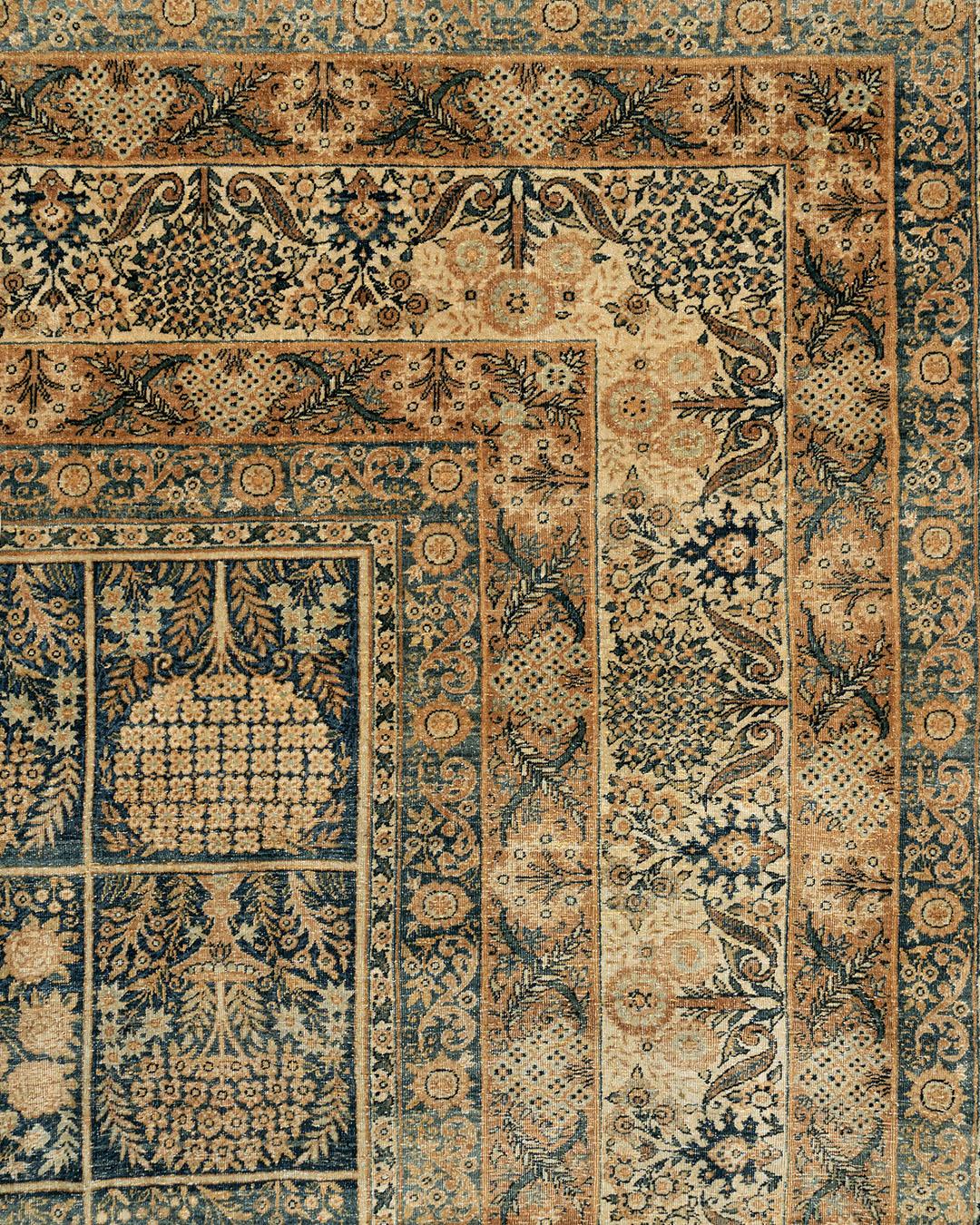 Antike CIRCA 1890 Blau Übergröße Persisch Kerman Teppich, 11'11 x 18'1 (Handgeknüpft) im Angebot