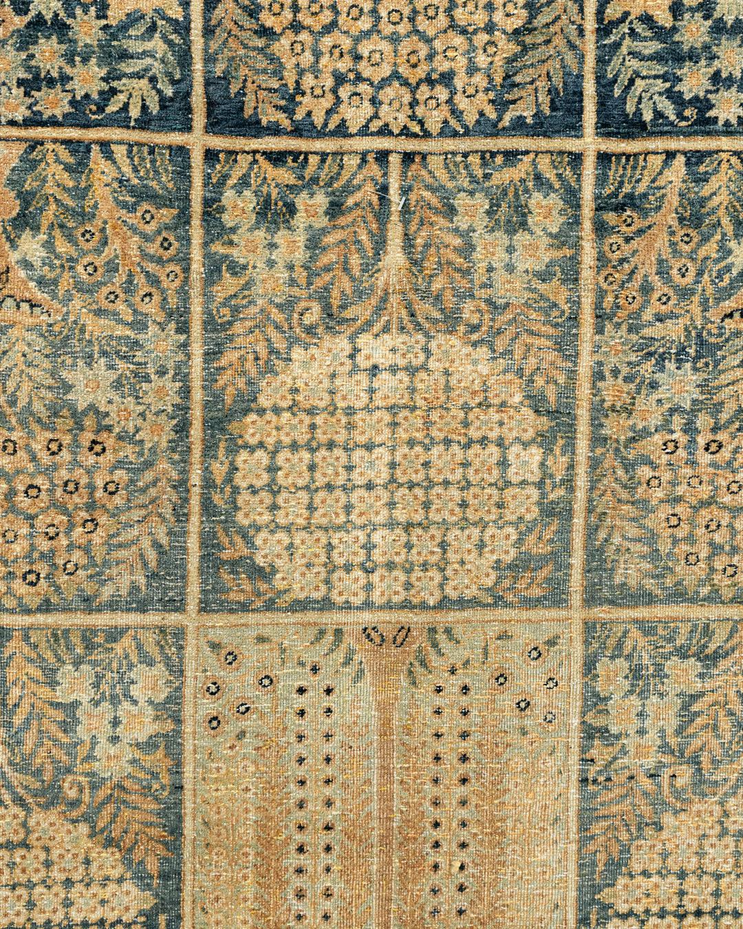 Antike CIRCA 1890 Blau Übergröße Persisch Kerman Teppich, 11'11 x 18'1 (19. Jahrhundert) im Angebot