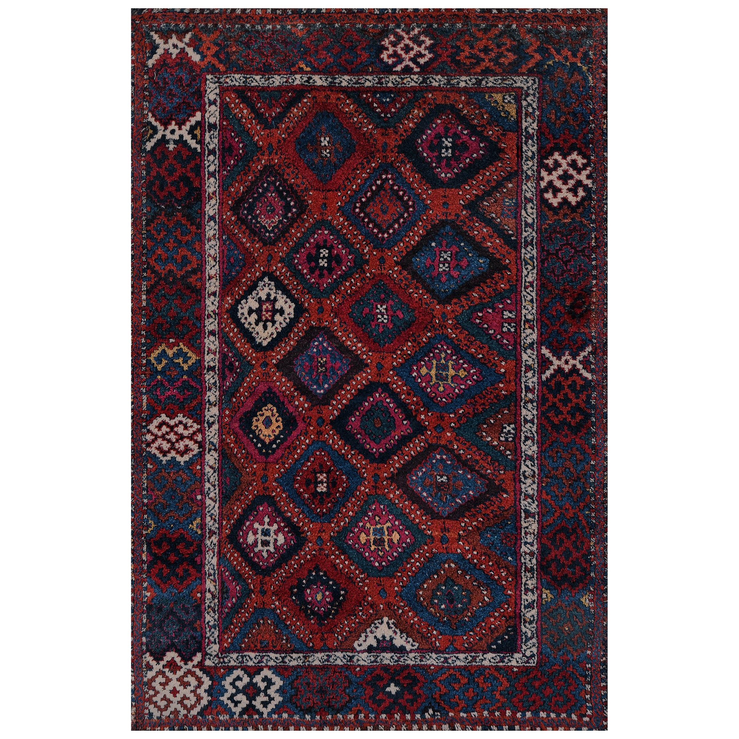Antico tappeto caucasico floreale marrone-rosso CIRCA 1890 in vendita