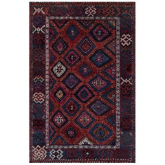 Antique Circa-1890 Brown-Red Floral Caucasian Kurdish Rug
