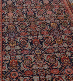 Antique Circa-1890 Burgundy-Red and Indigo-Blue Wool Persian Faraghan Runner