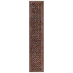 Antique Circa-1890 Burgundy-Red and Indigo-Blue Wool Persian Faraghan Runner