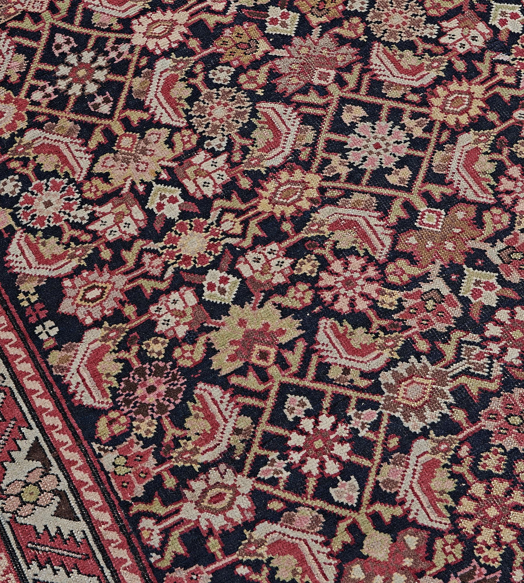Hand-Knotted Antique Circa-1890 Herati-pattern Karabagh Runner For Sale
