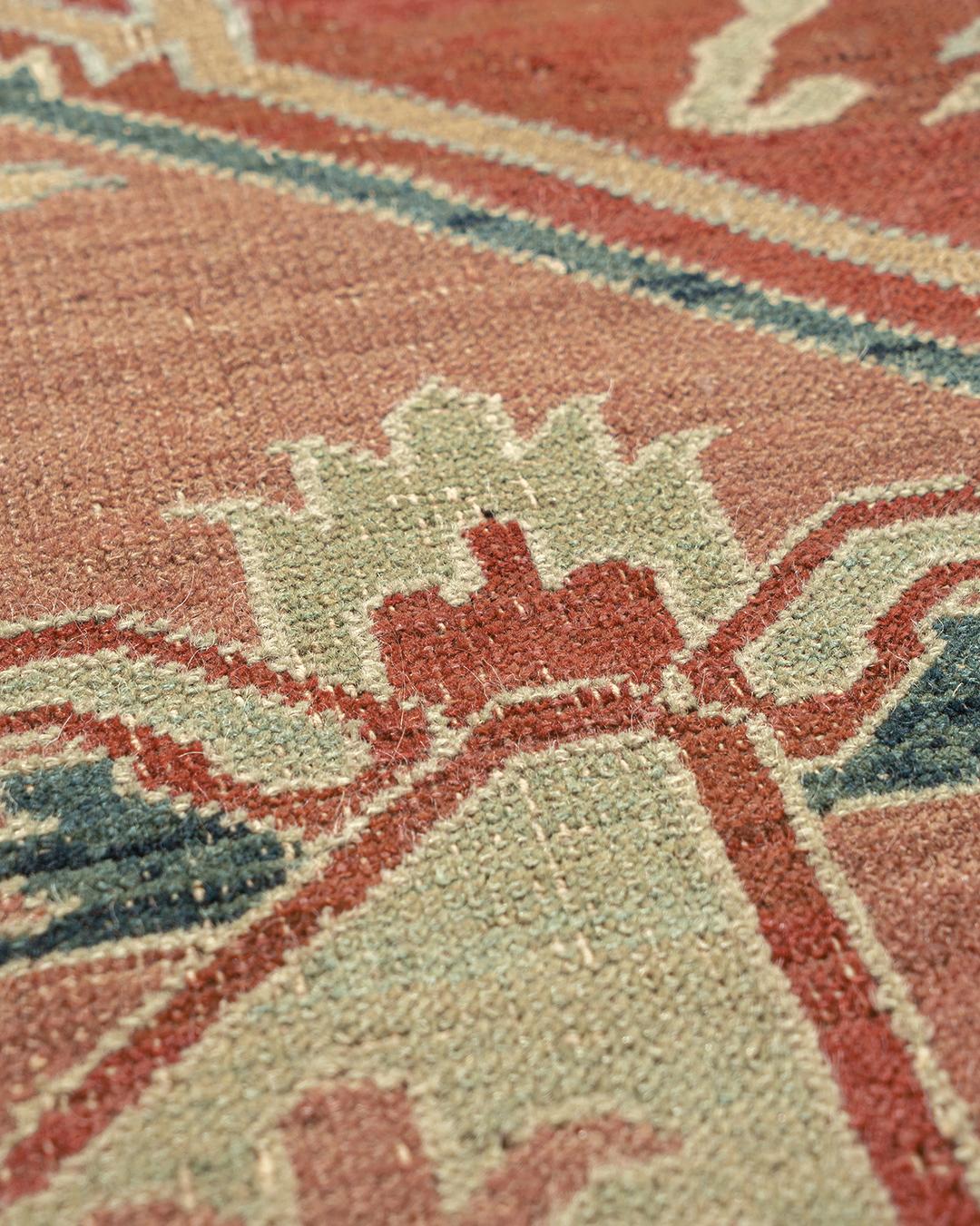 Tessuto a mano Antico tappeto Serapi Heriz persiano rosa del 1890, 11'4 x 15'1 in vendita