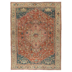Antique Circa 1890 Pink Persian Serapi Heriz Rug, 11'4 x 15'1