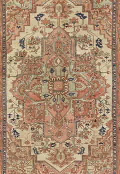 Antique Circa 1890 Pink Serapi Hand Knotted Rug 9'3 X 13'5