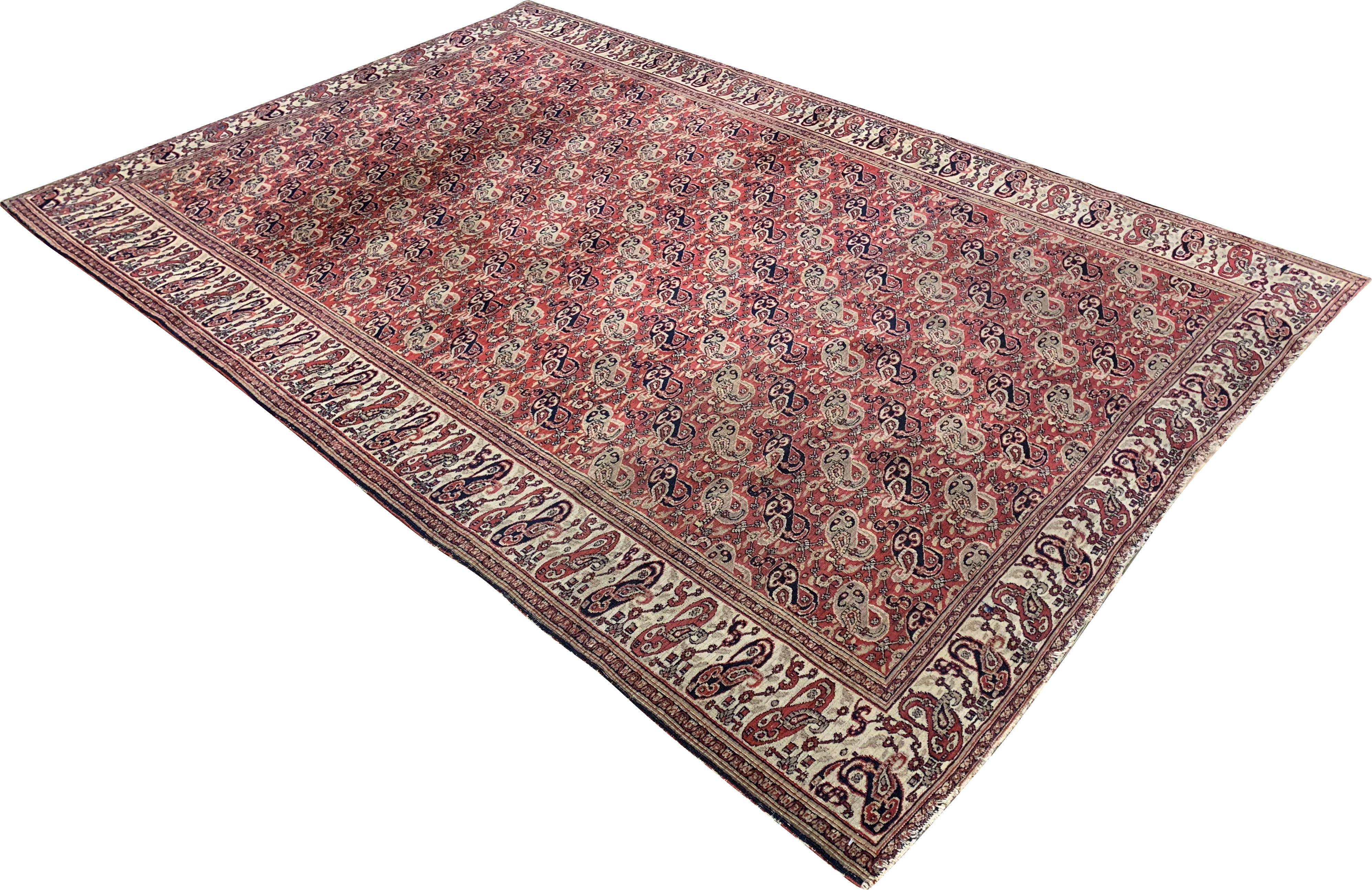 Antiker roter feiner persischer Dorokosh-Teppich aus der Zeit um 1890, 5'1 x 7'7 (Persisch) im Angebot