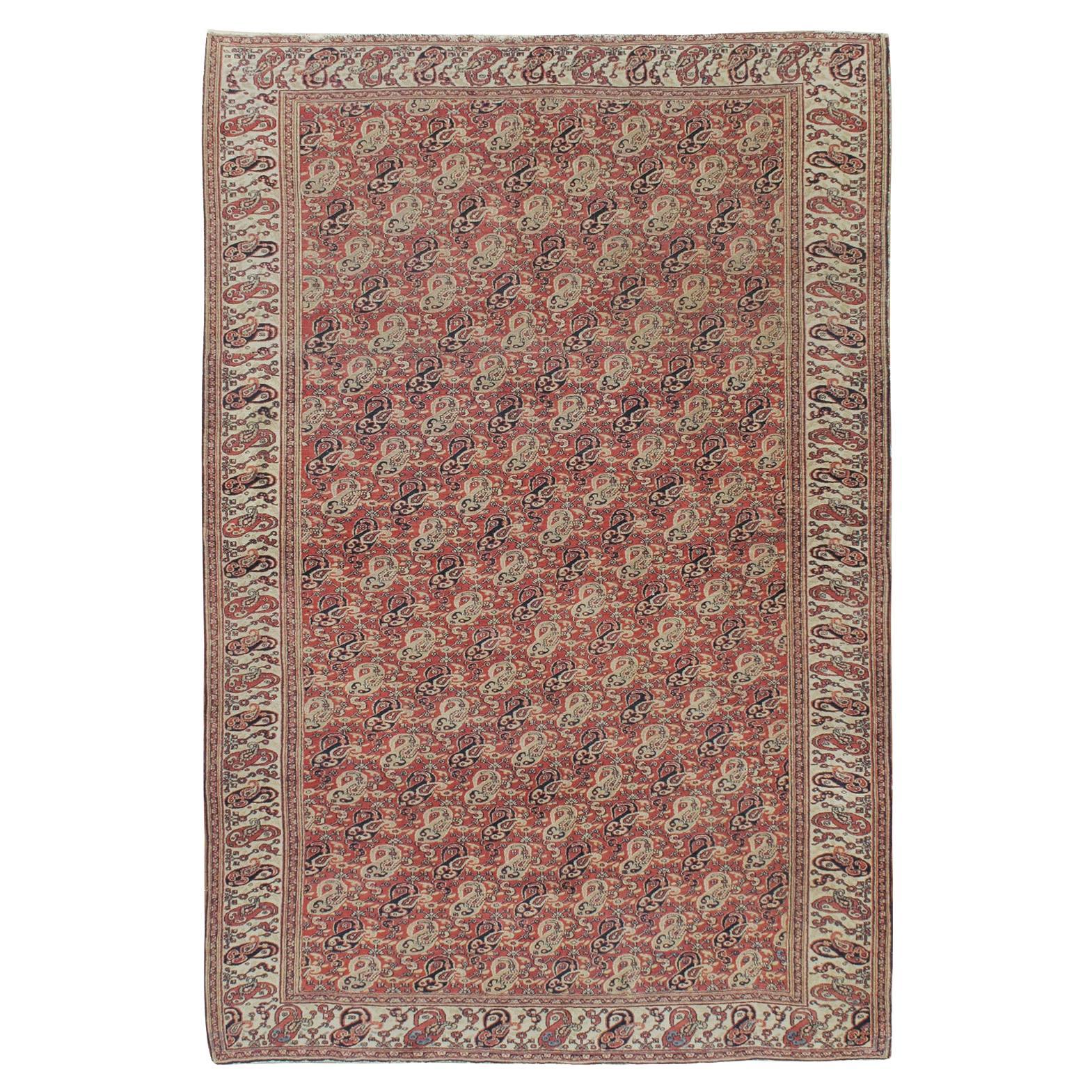 Antiker roter feiner persischer Dorokosh-Teppich aus der Zeit um 1890, 5'1 x 7'7 im Angebot
