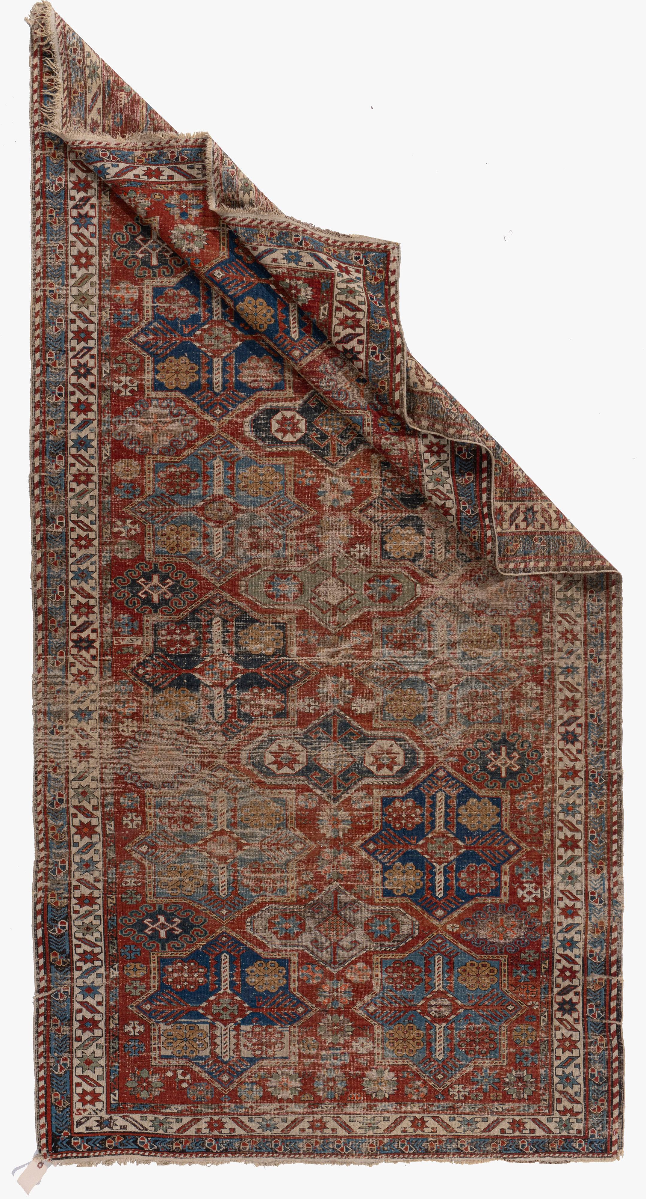 Antiquités Circa 1890 Tapis caucasien Shirvan tissé à la main, rouge, légèrement délavé en vente 2
