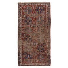 Antique Circa 1890 Red Lightly Distressed Caucasian Shirvan Hand Woven Rug