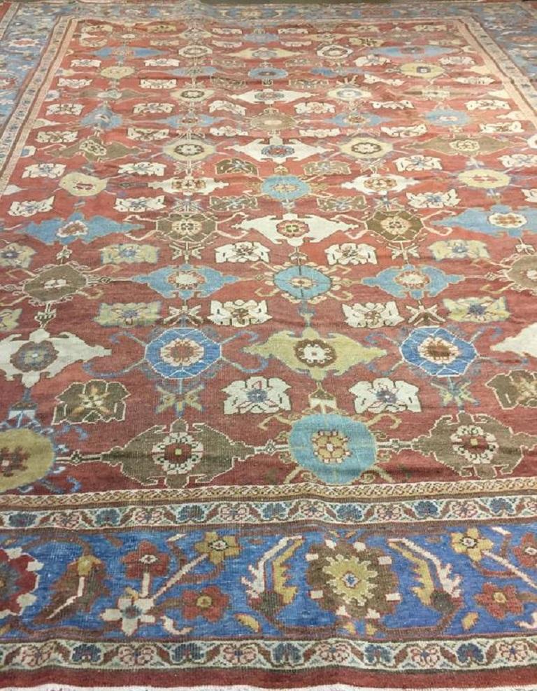 Antiker roter persischer Sultanabad-Teppich aus Sultanabad, um 1890 (Persisch) im Angebot