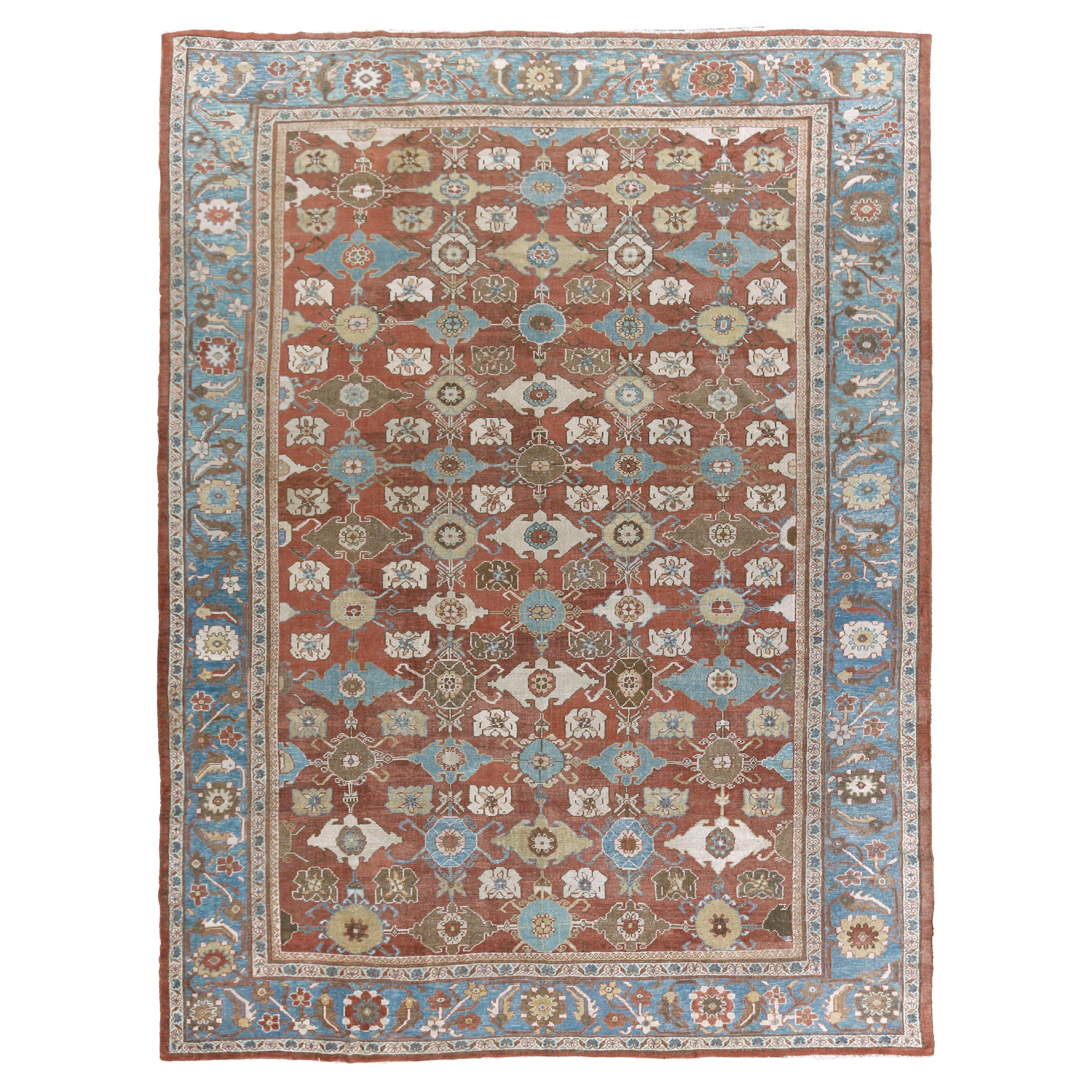 Antiker roter persischer Sultanabad-Teppich aus Sultanabad, um 1890