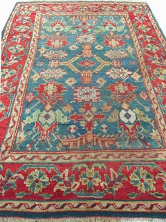 Antique Circa 1890 Red Turkish Oushak Rug, 6' x 9'
