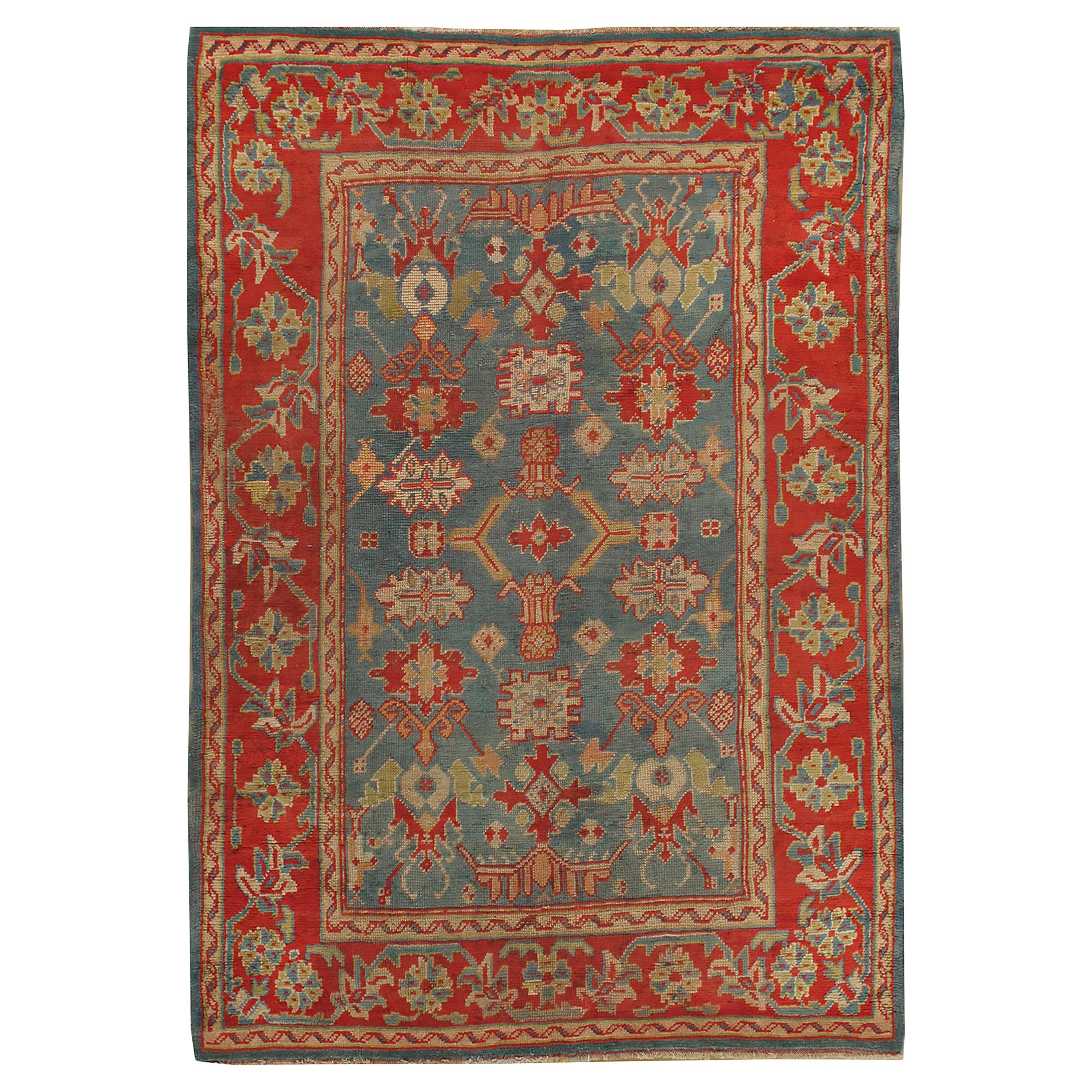 Antiker CIRCA 1890 roter türkischer Oushak-Teppich, 6' x 9'