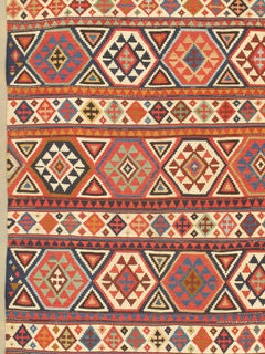 Antique Circa 1890 Russian Shirvan Wool & Cotton Hand-Woven Kilim 5'1 x 9'6