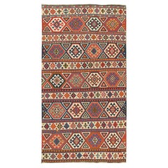 Antique Circa 1890 Russian Shirvan Wool & Cotton Hand-Woven Kilim 5'1 x 9'6