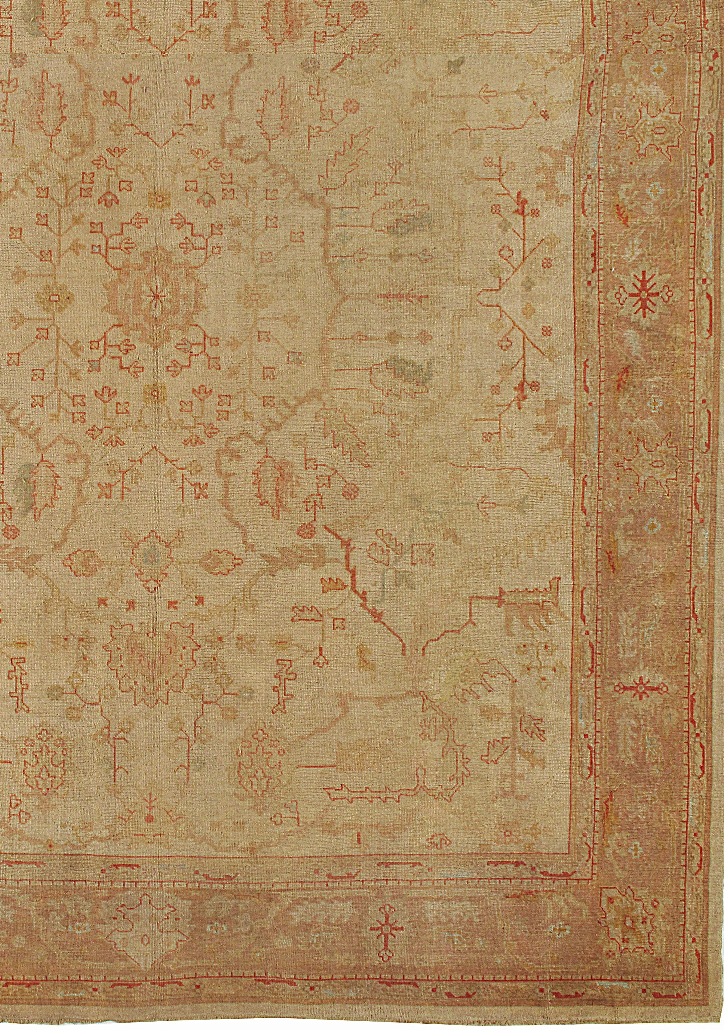 Antiker türkischer Oushak-Teppich CIRCA 1890 Tan im Angebot 1