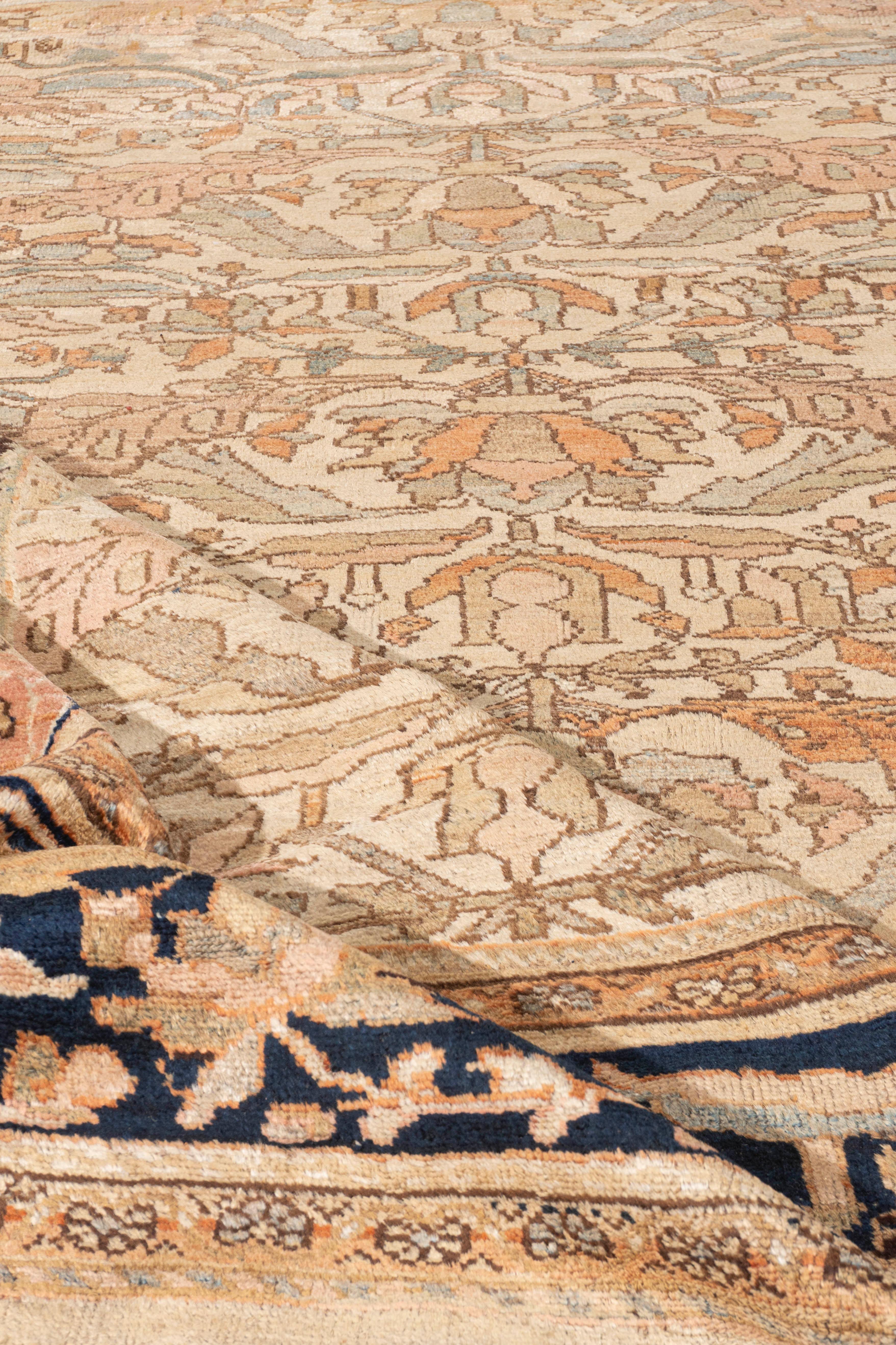 Antike CIRCA 1890 Taupe Malayer Hand Knüpfteppich 11'2 X 18'. 