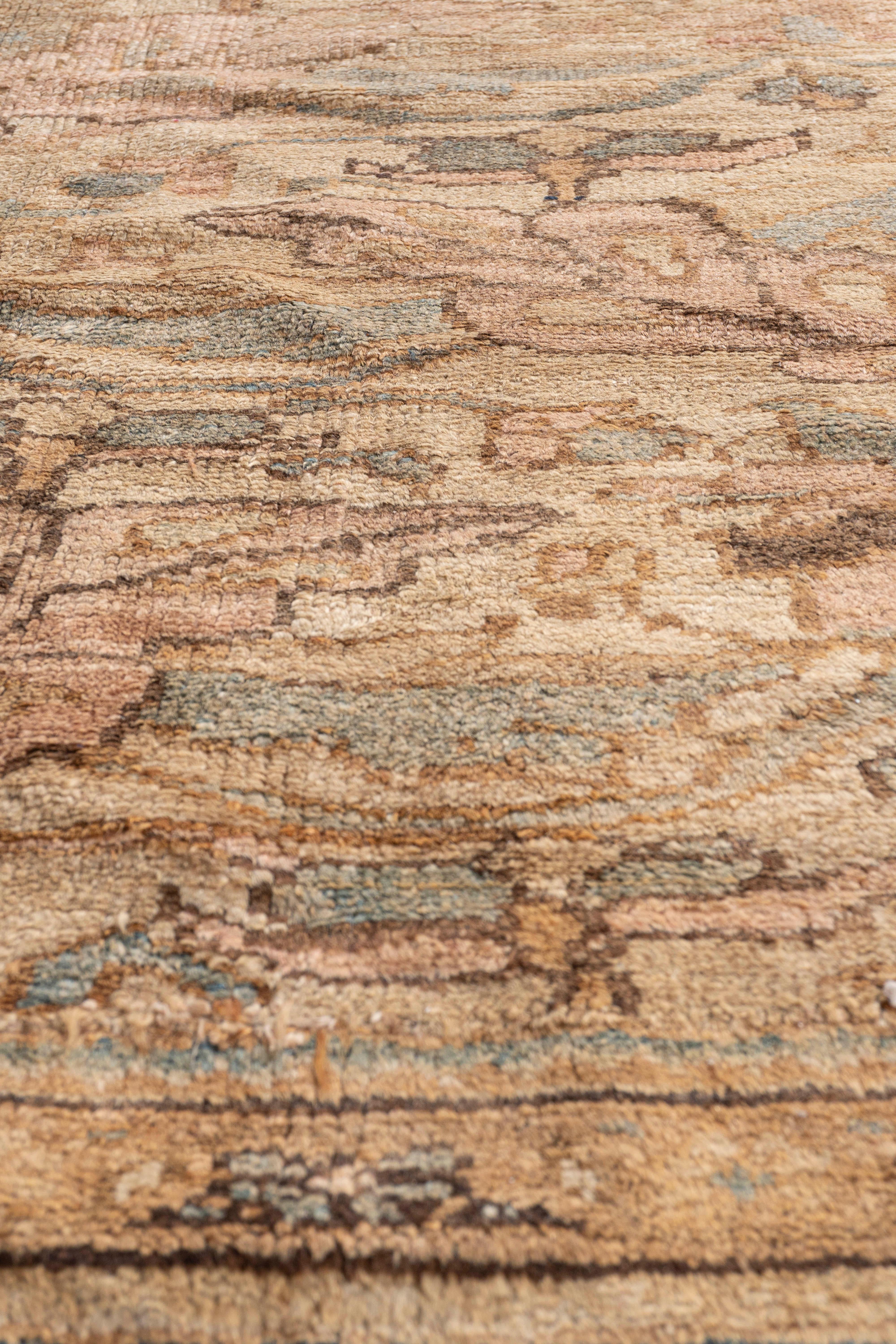 Antiker handgeknüpfter Malayer-Teppich in Taupe, um 1890, 11'2 X 18' (Persisch) im Angebot