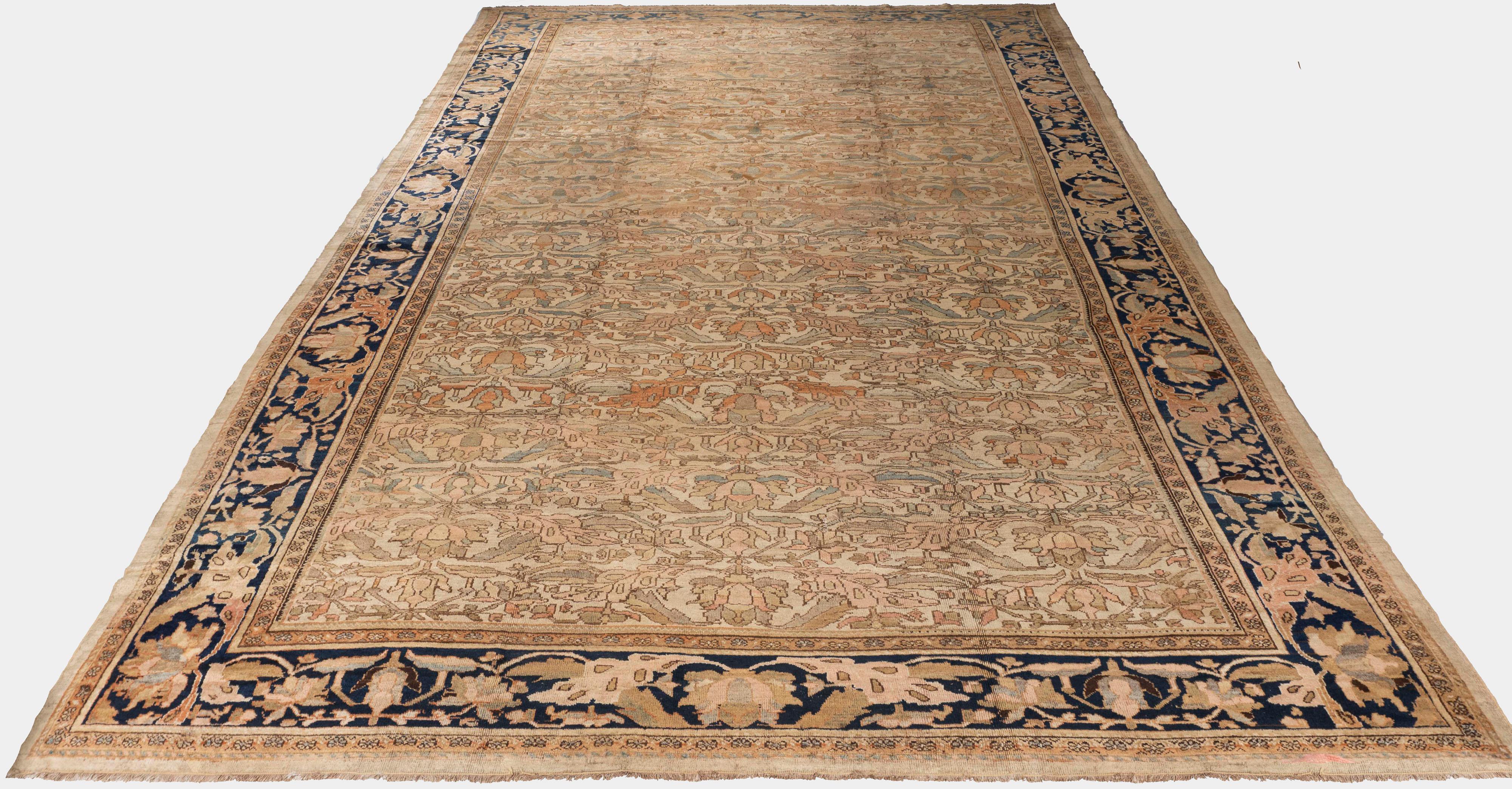 Antiker handgeknüpfter Malayer-Teppich in Taupe, um 1890, 11'2 X 18' (Handgeknüpft) im Angebot