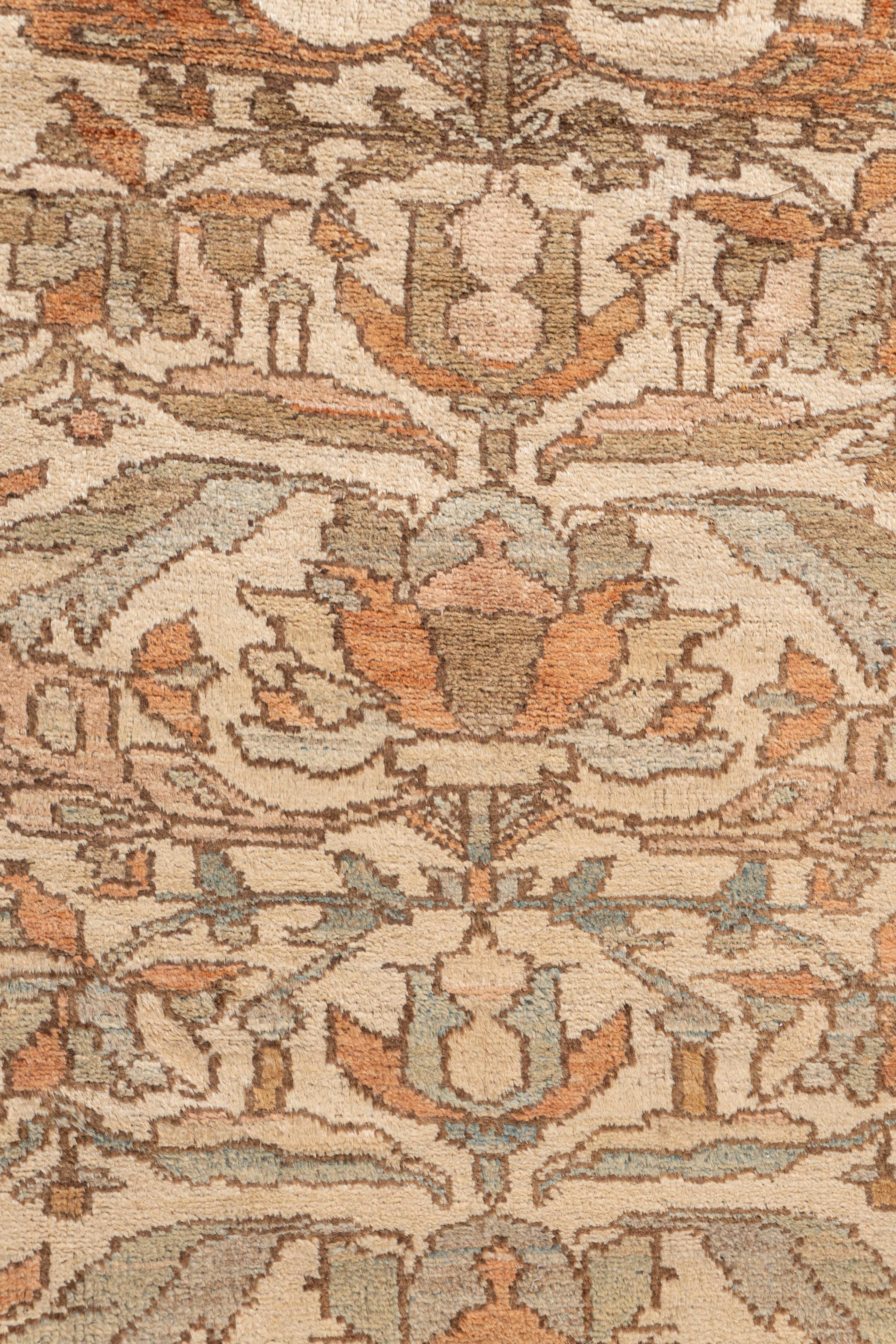 Antiker handgeknüpfter Malayer-Teppich in Taupe, um 1890, 11'2 X 18' (Wolle) im Angebot