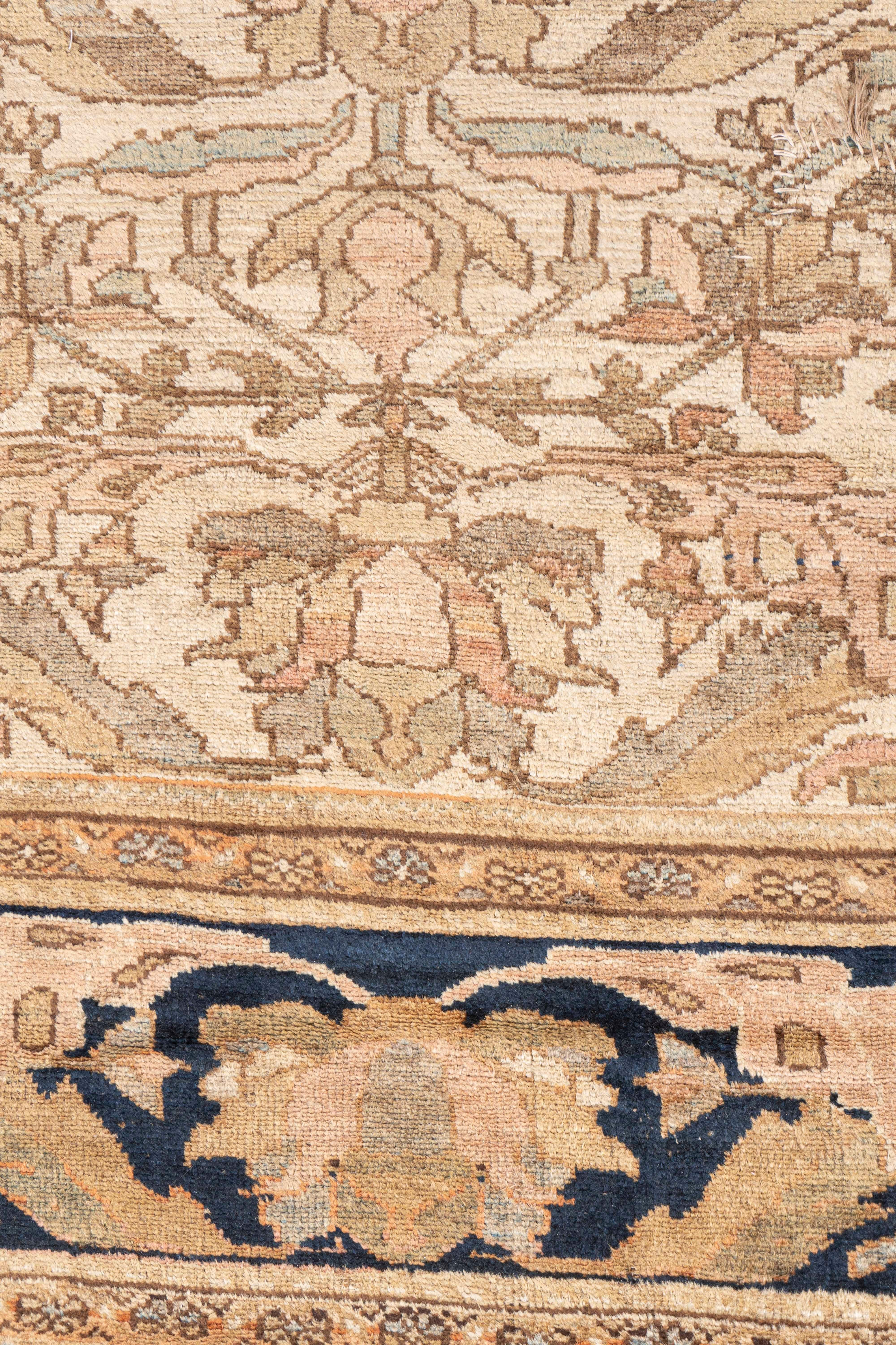 Antiker handgeknüpfter Malayer-Teppich in Taupe, um 1890, 11'2 X 18' im Angebot 2