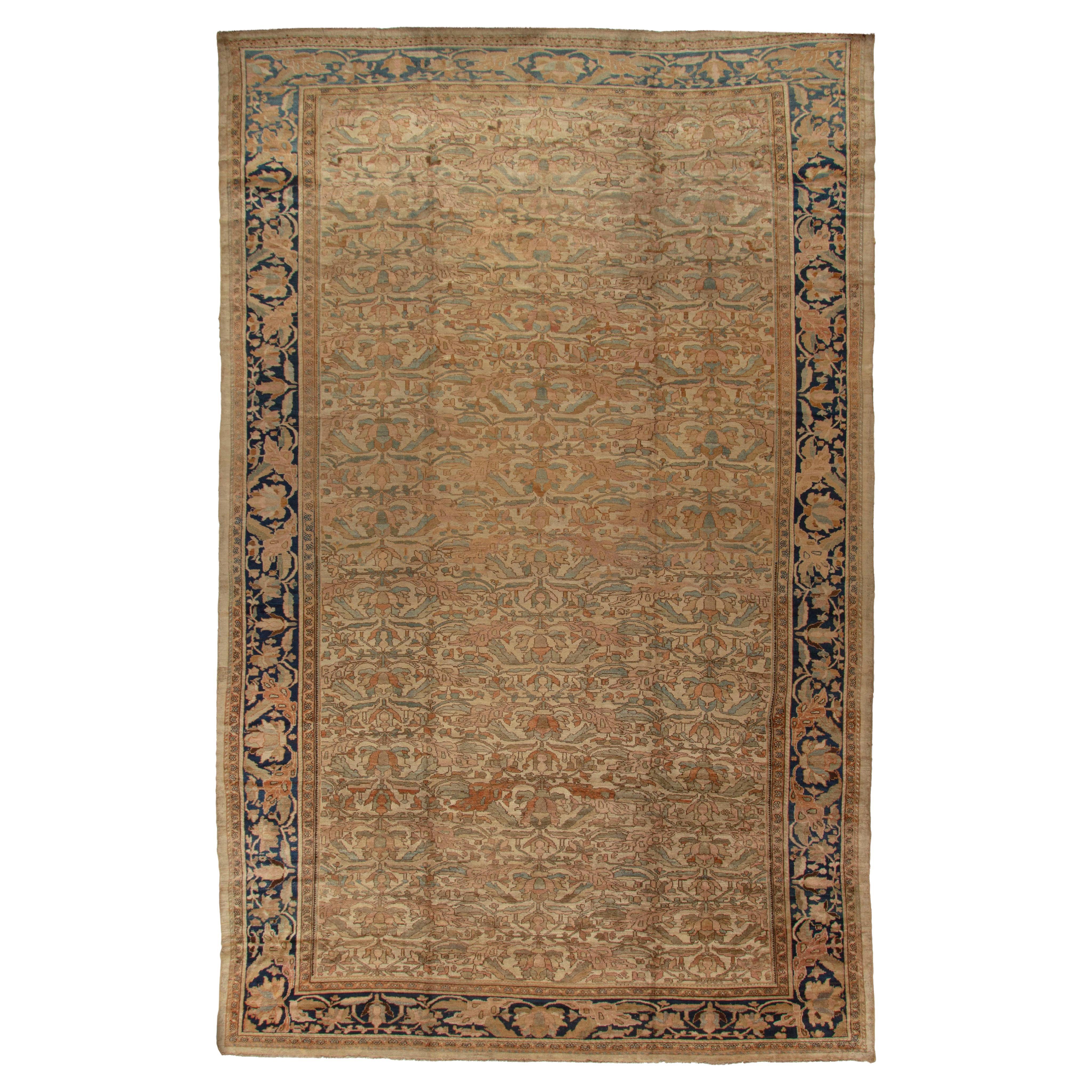Antiker handgeknüpfter Malayer-Teppich in Taupe, um 1890, 11'2 X 18'