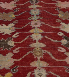 Antique Circa-1890 Tomato-Red Floral Anatolian Oushak Runner