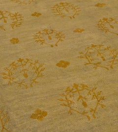 Antique Circa-1890 Wool Pistachio-Green Floral Wool Hand-Knotted Oushak Rug