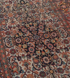 Antique Circa-1890 Wool Tomato-Red and Ivory Persian Hadji Jallili Runner
