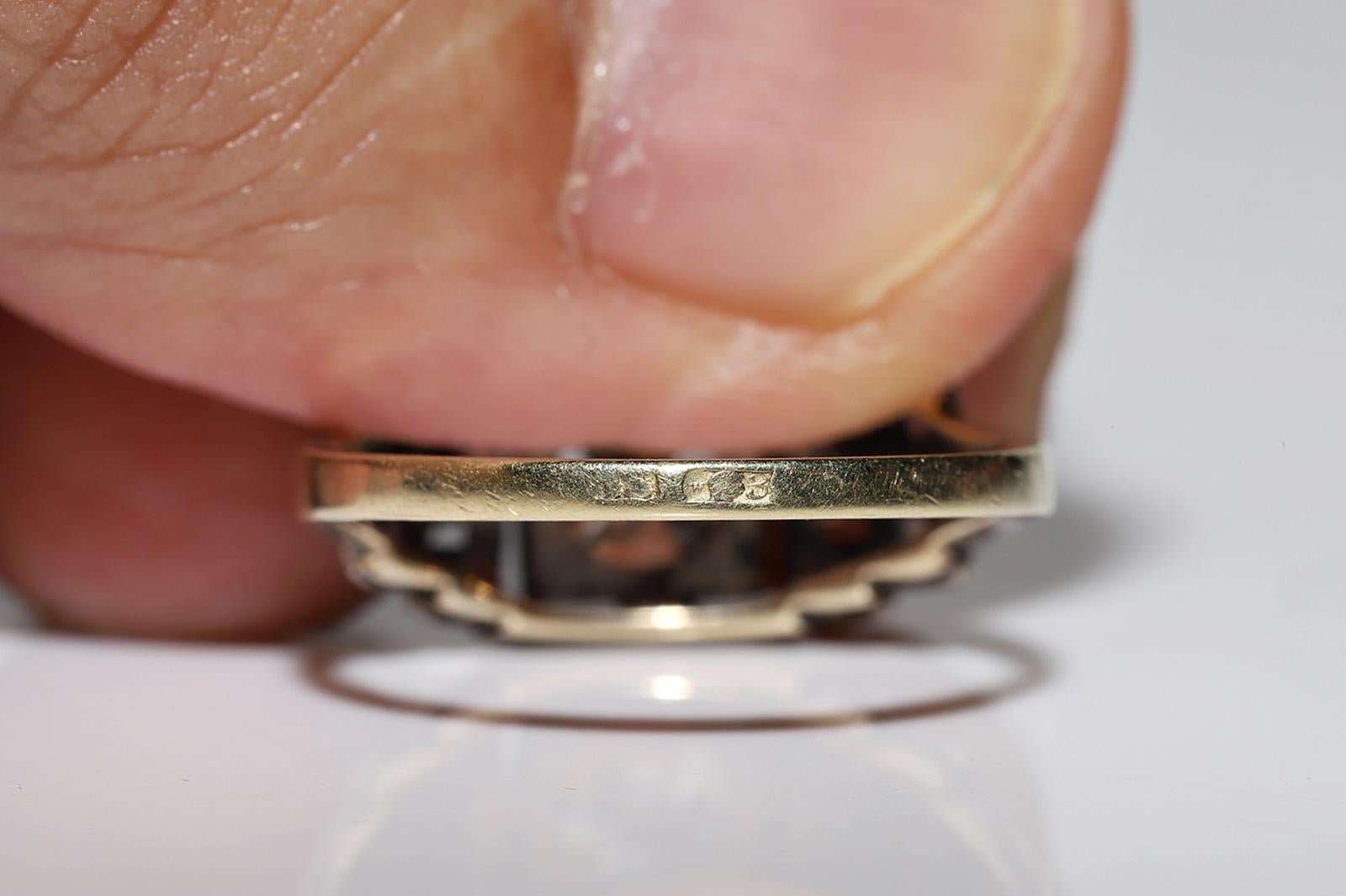 Antike CIRCA 1890er Jahre  14k Gold Platin Silber natürlicher Diamant  Solitär-Ring im Angebot 6