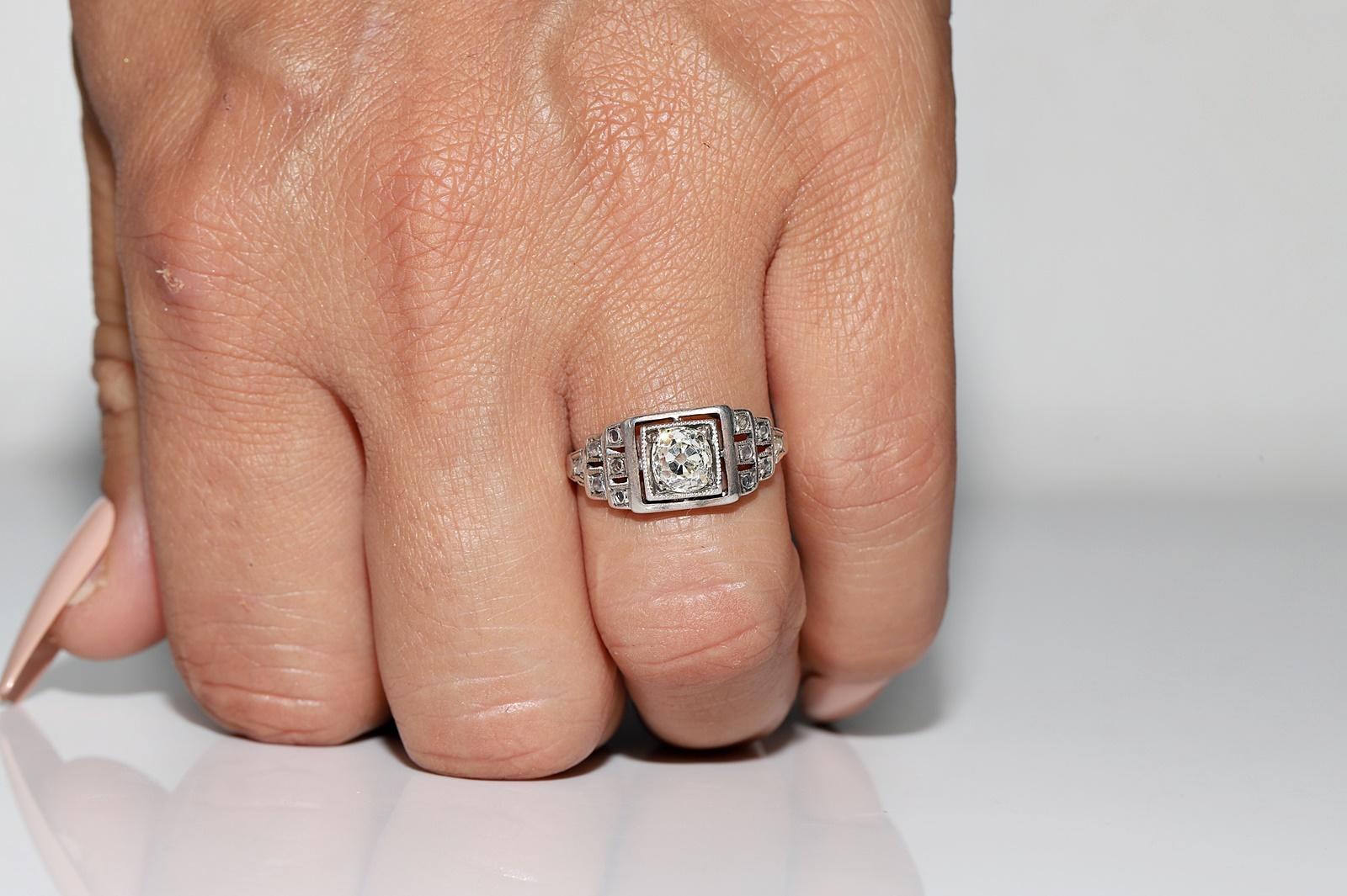 Tardo vittoriano Antico circa 1890  Oro 14k Argento A. Silver Diamante naturale  Anello solitario in vendita
