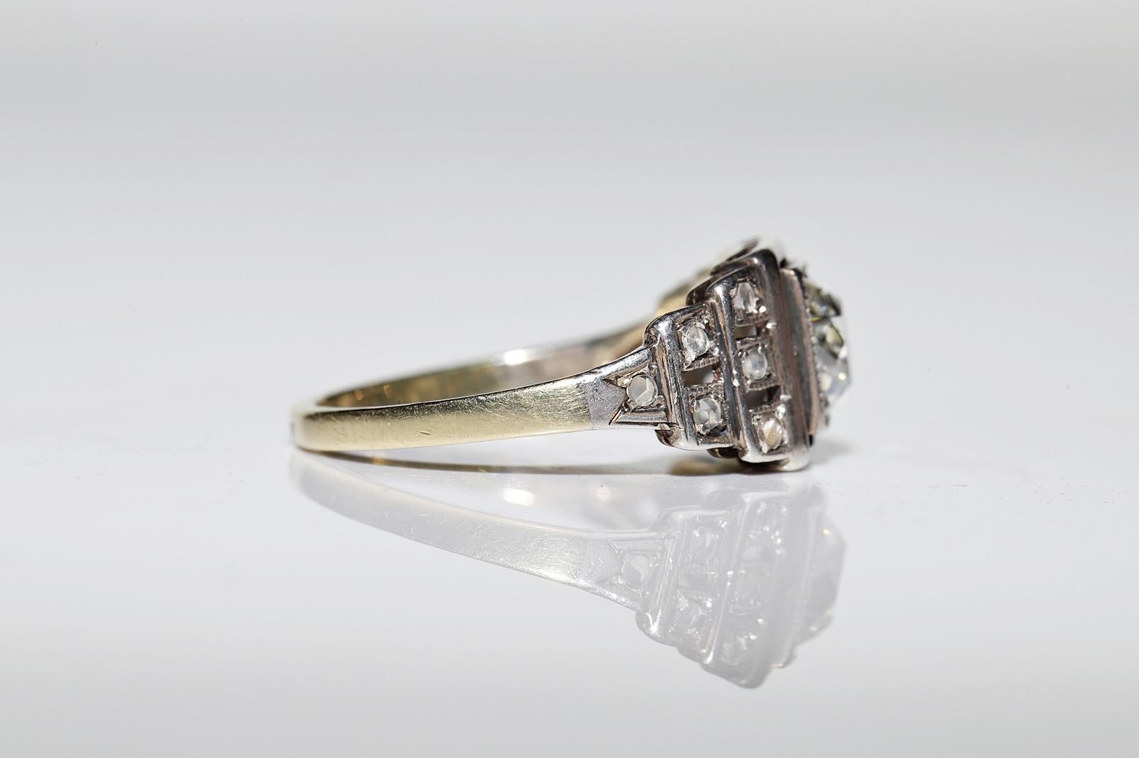 Donna Antico circa 1890  Oro 14k Argento A. Silver Diamante naturale  Anello solitario in vendita