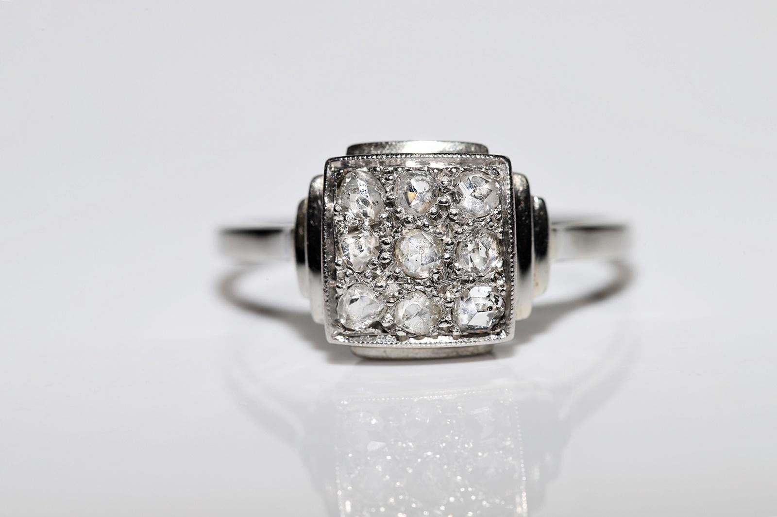 Antiker runder 18 Karat Gold 1915er Jahre Art Deco natürlicher Diamant im Rosenschliff Dekorierter Ring  (Art déco) im Angebot