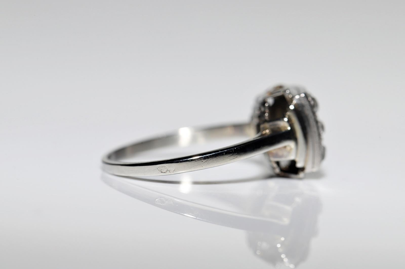 Antiker runder 18 Karat Gold 1915er Jahre Art Deco natürlicher Diamant im Rosenschliff Dekorierter Ring  Damen im Angebot