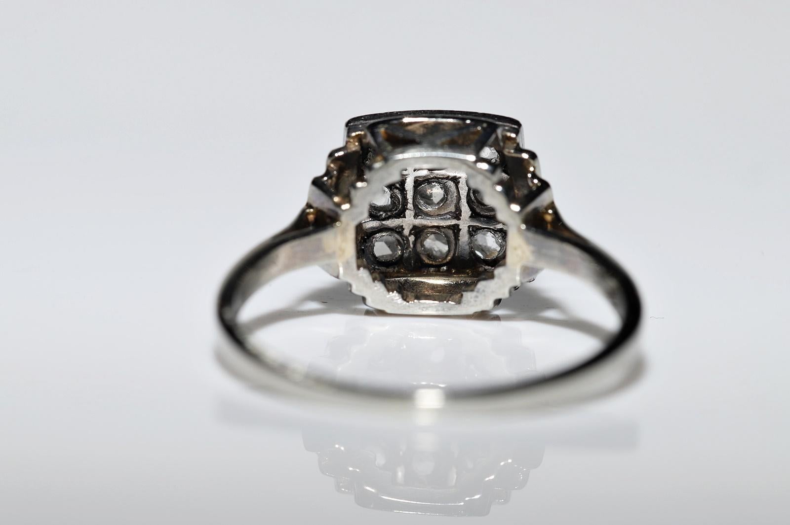 Antiker runder 18 Karat Gold 1915er Jahre Art Deco natürlicher Diamant im Rosenschliff Dekorierter Ring  im Angebot 1