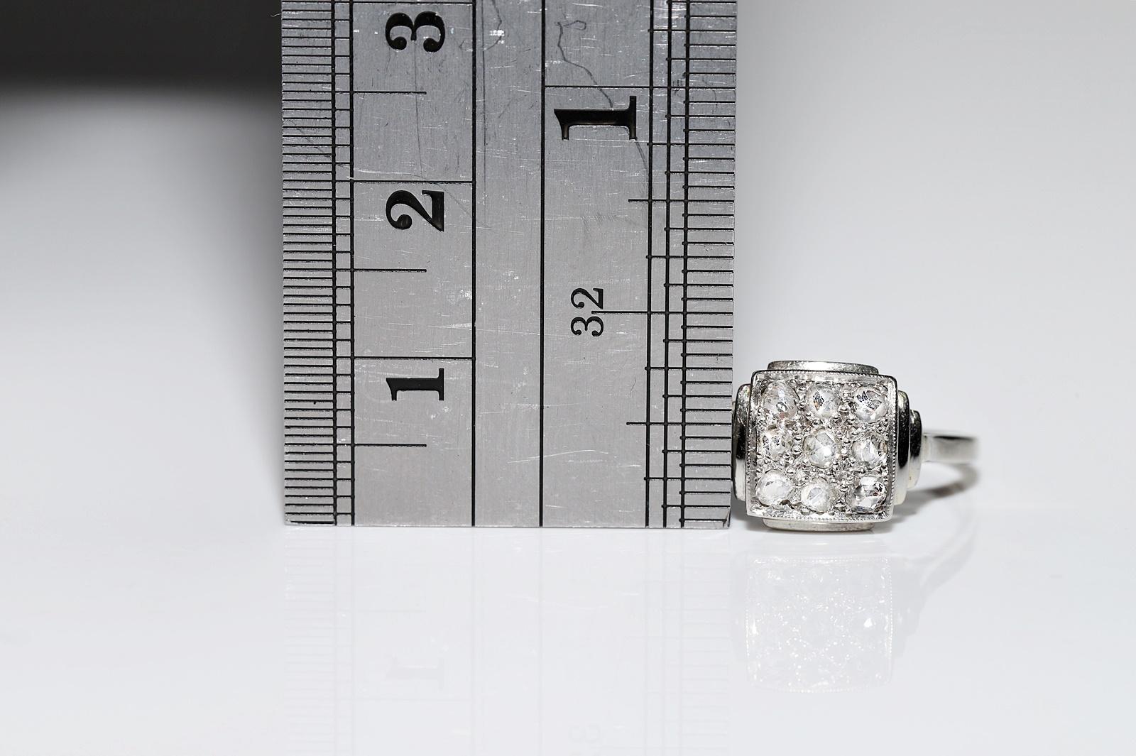 Antiker runder 18 Karat Gold 1915er Jahre Art Deco natürlicher Diamant im Rosenschliff Dekorierter Ring  im Angebot 3