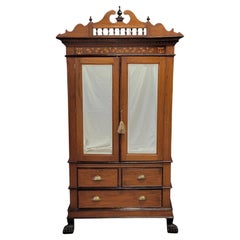 Antique Circa 1900 Anglo Indian Teak and Rosewood Mirrored Cabinet With Inlay