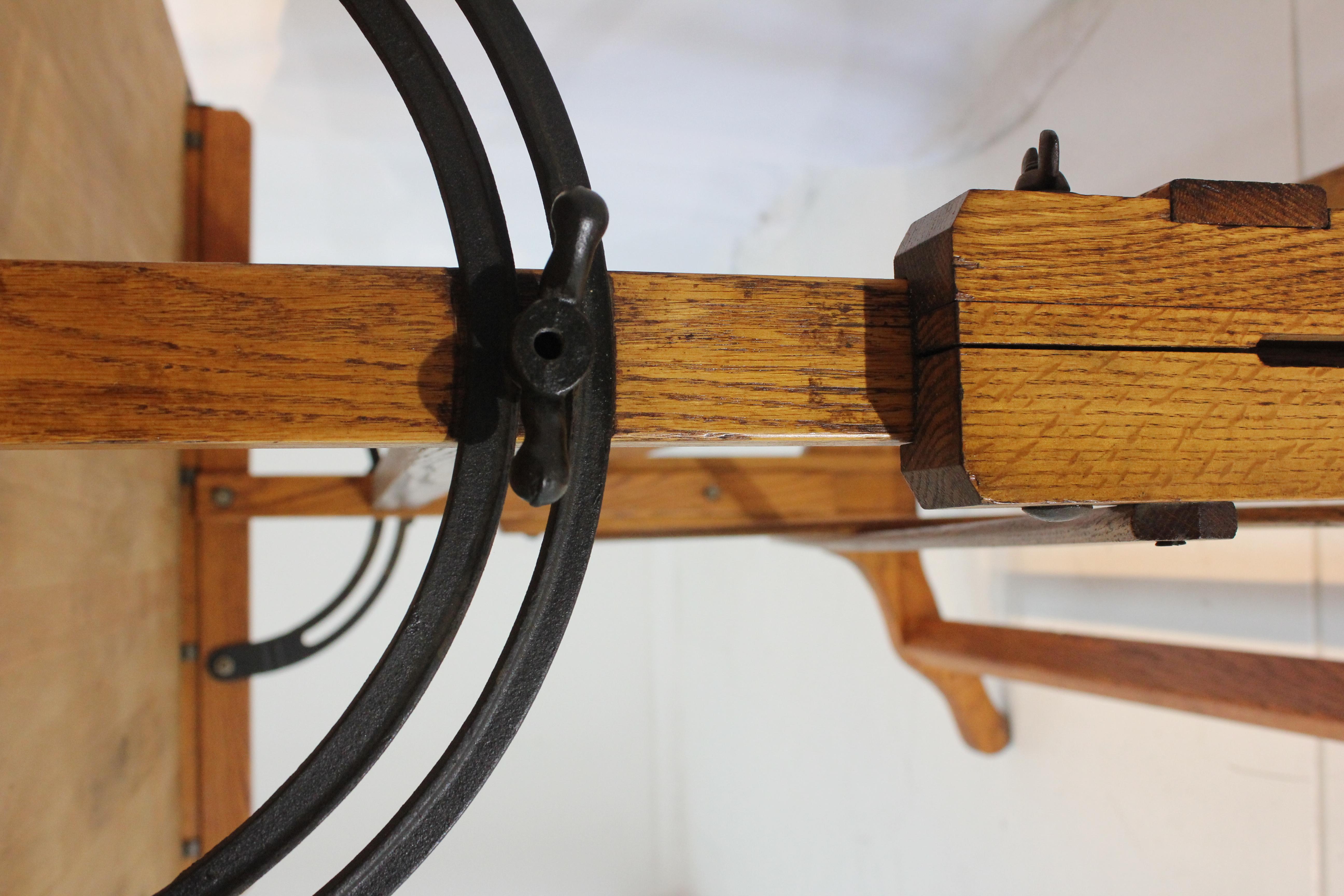 Antique Circa 1900 Architects Oak & Beech Wood Adjustable Drafting Table (AF1-11 In Good Condition For Sale In Los Angeles, CA