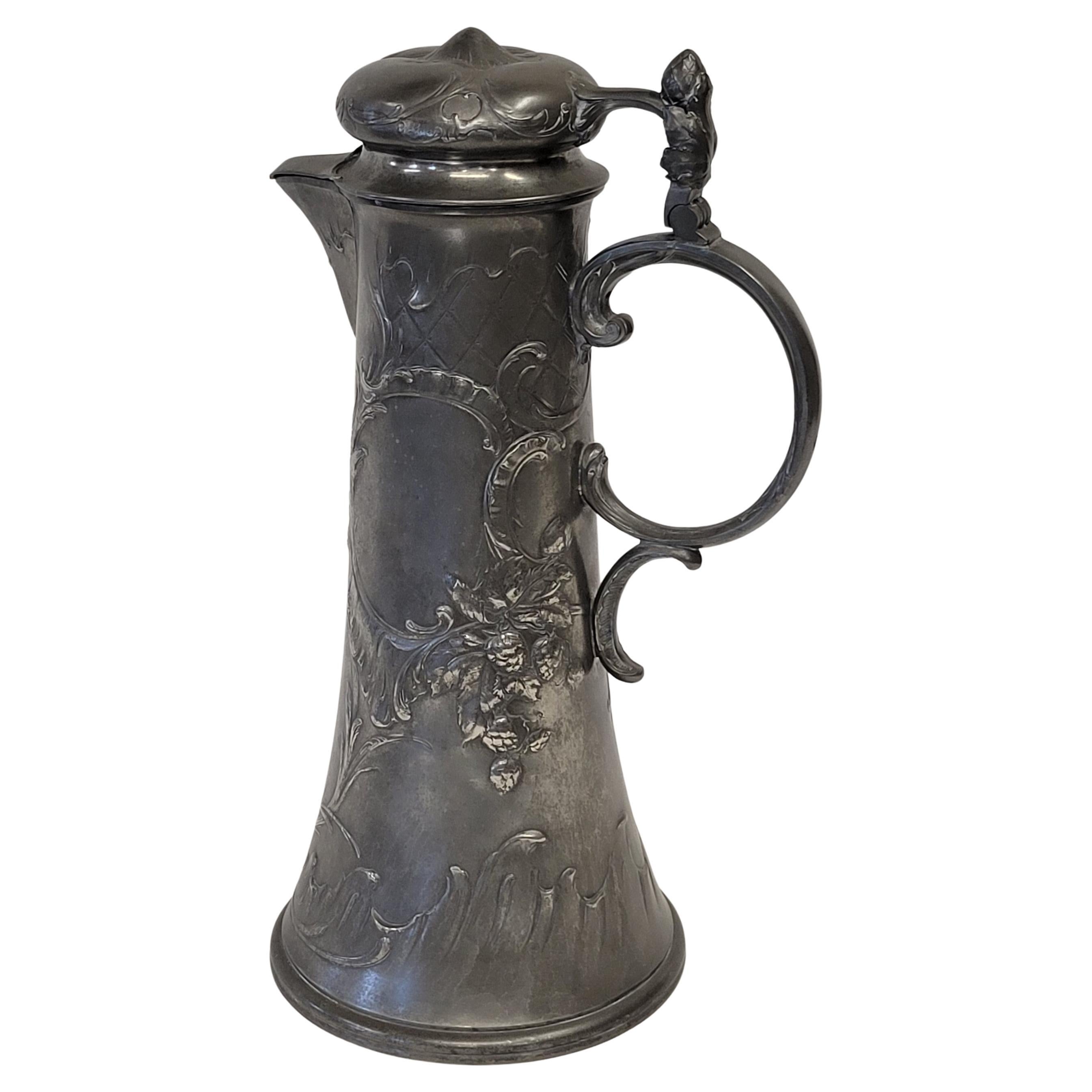 Antique Circa 1900 Art Nouveau Kayserzinn "4009" Pewter Tankard