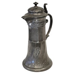 Antique Circa 1900 Art Nouveau Kayserzinn "4010" Pewter Tankard with Monogram