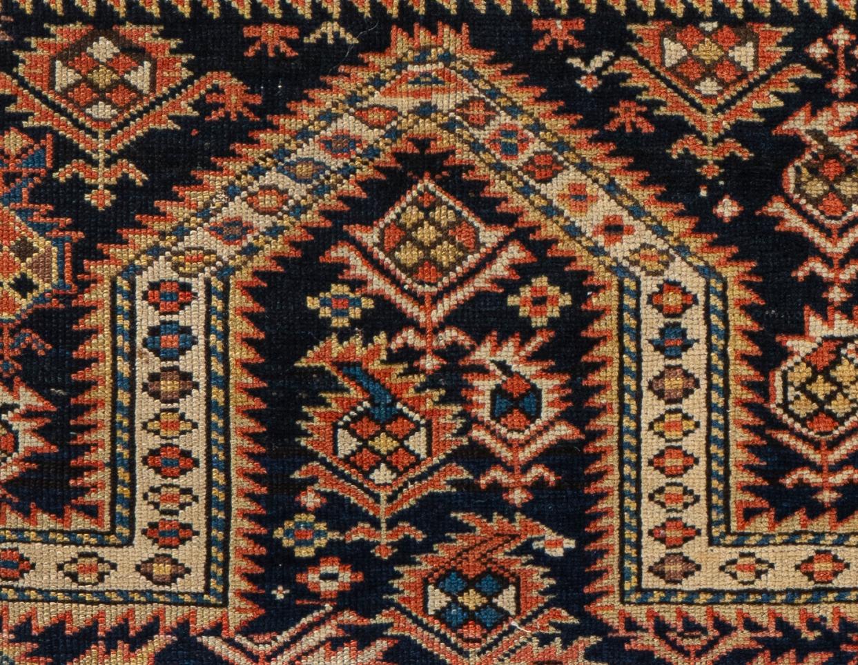Antique Circa 1900 Blue Caucasian Shirvan Prayer Hand Knotted Rug 3'5 X 4'4 For Sale 1