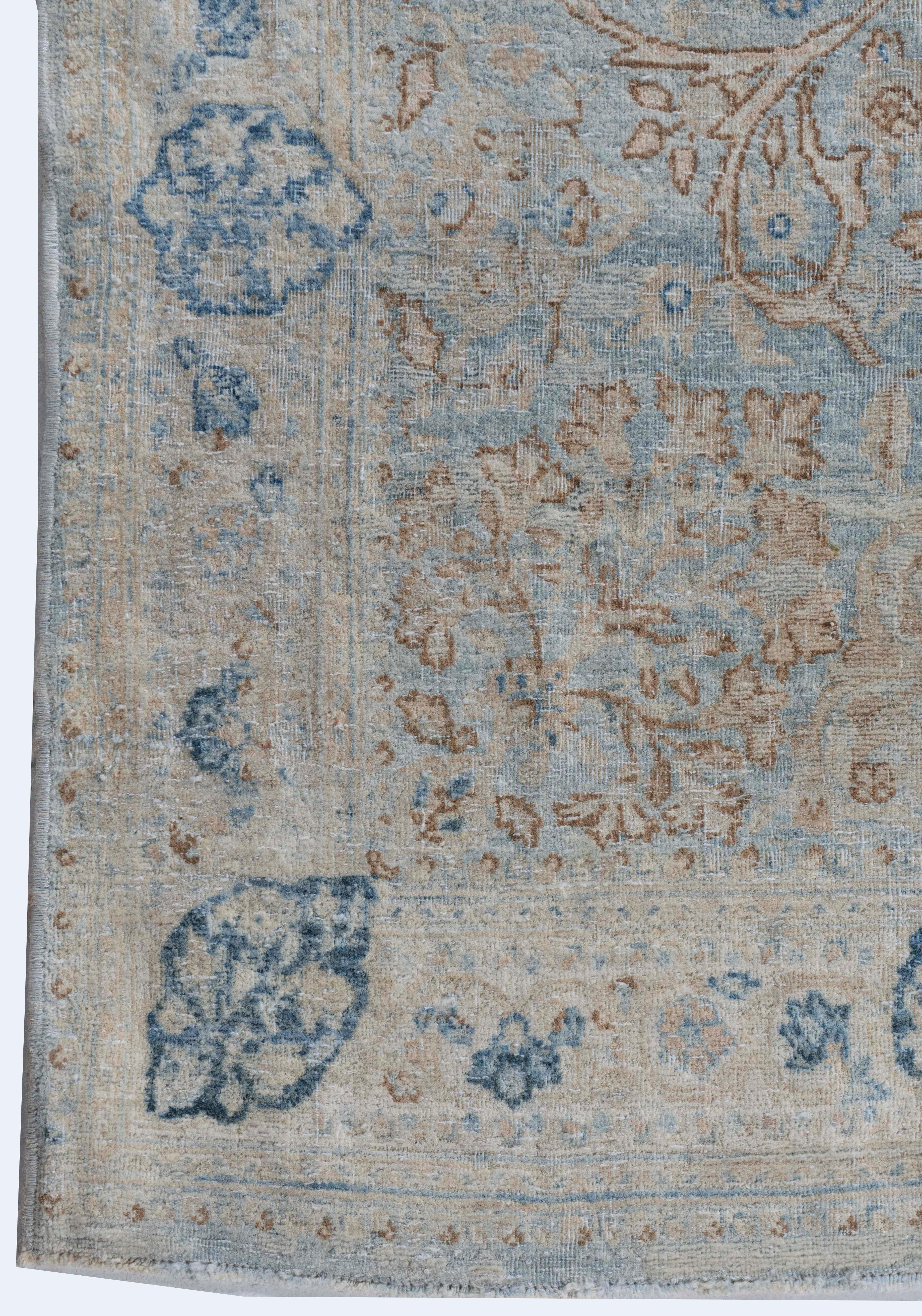 Antico Runner in lana annodato a mano Kerman, circa 1900, blu, oversize, 2'9 X 23'6 in vendita 3