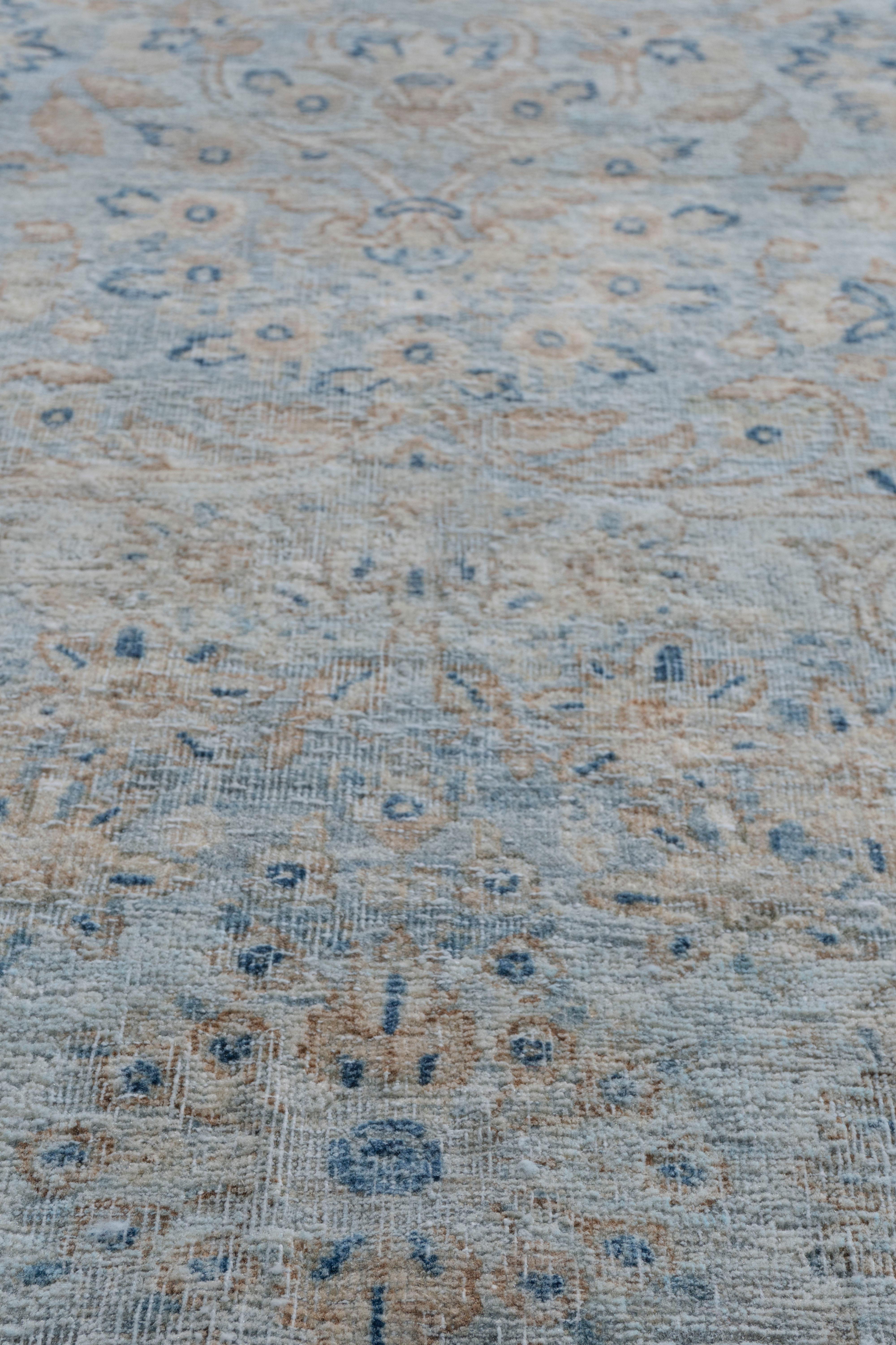 Persiano Antico Runner in lana annodato a mano Kerman, circa 1900, blu, oversize, 2'9 X 23'6 in vendita