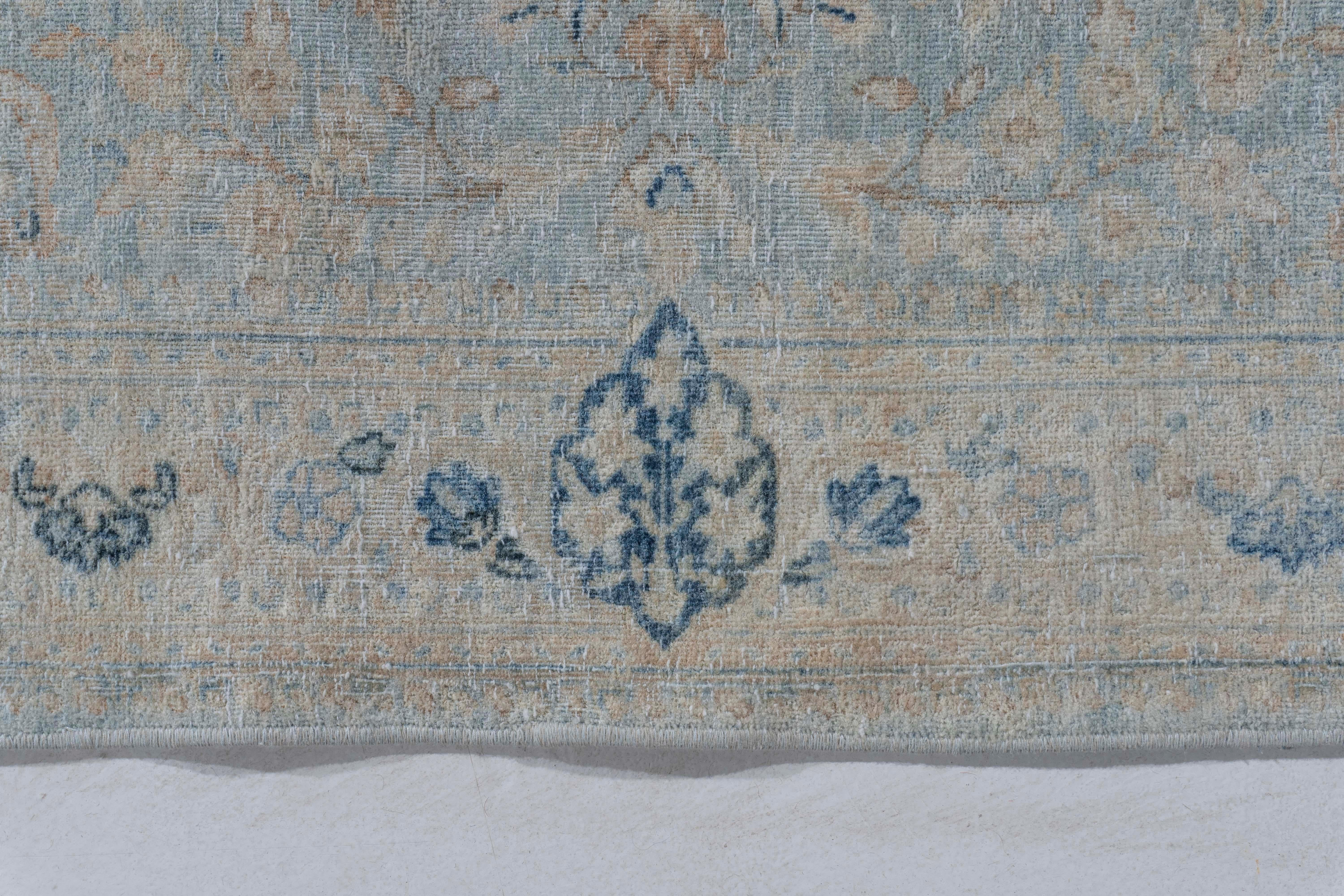 XIX secolo Antico Runner in lana annodato a mano Kerman, circa 1900, blu, oversize, 2'9 X 23'6 in vendita