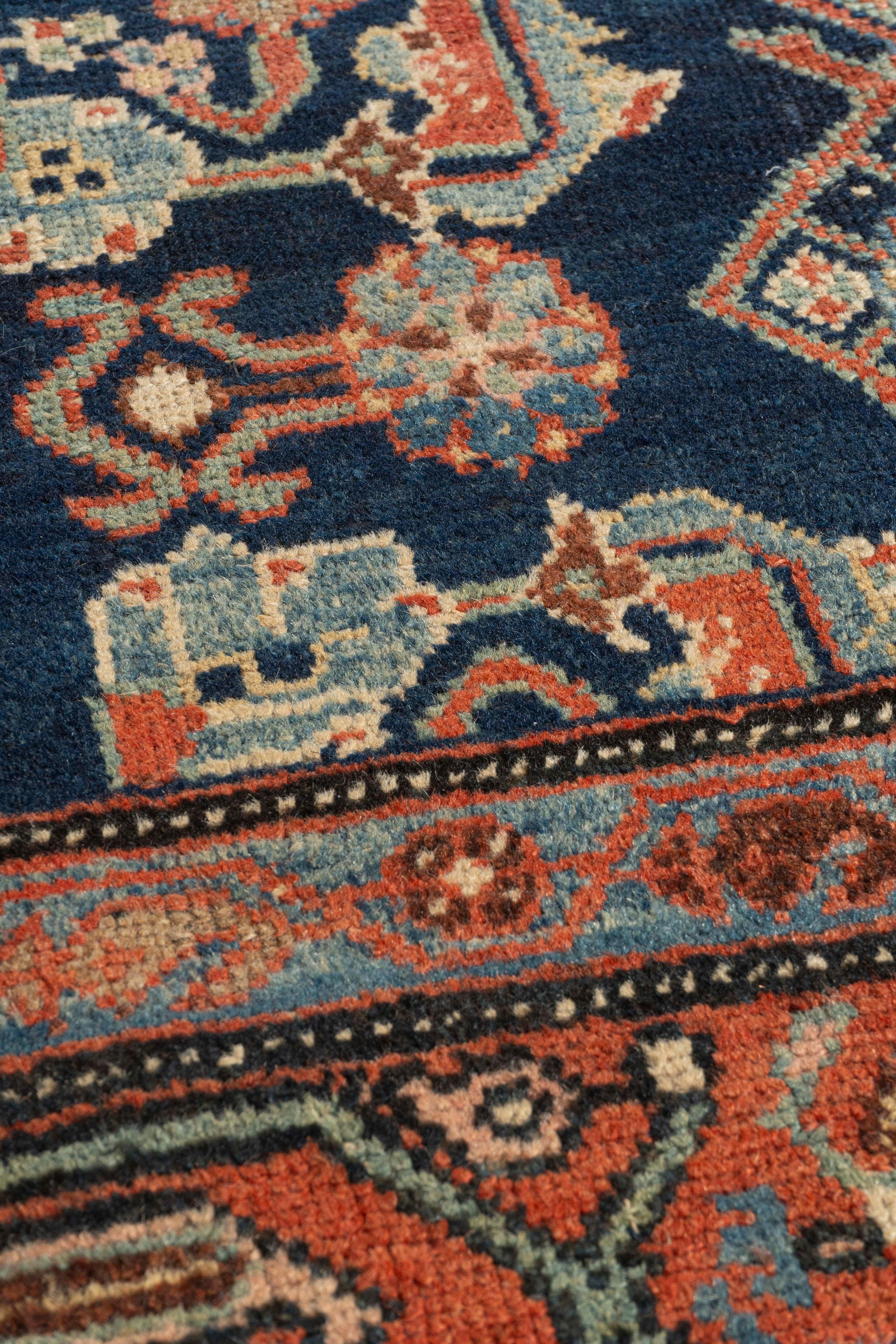 Antico Tappeto blu persiano Hamadan annodato a mano del 1900 circa in vendita 6