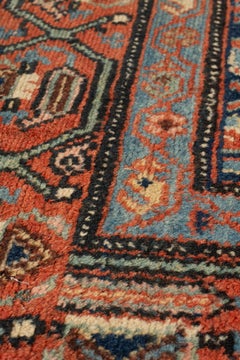 Antique Circa 1900 Blue Persian Hamadan Hand Knotted Rug