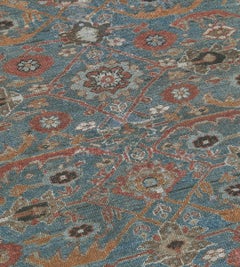 Antique Circa-1900 Blue Wool Authentic Persian Malayer Runner